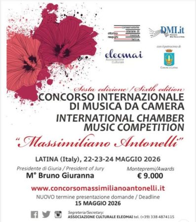 VI International Chamber Music Competition “Massimiliano Antonelli” Prize, Italy Deadline: May 15th, 2026
