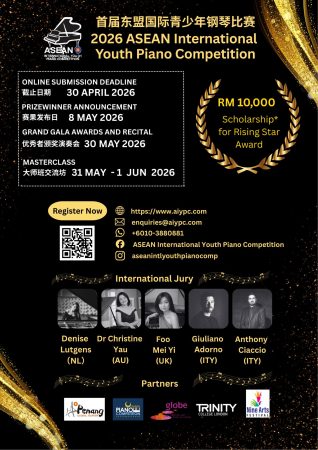 1st ASEAN International Youth Piano Competition, Malaysia Deadline: April 30th, 2026