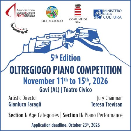 5th Oltregiogo Piano Competition 2026, Italy Deadline: October 23rd, 2026